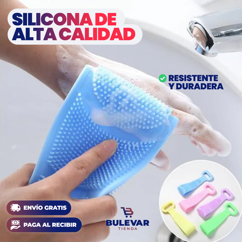 BANDA EXFOLIANTE DE SILICONA PARA EL BAÑO